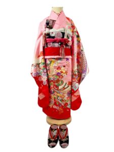 【七五三Girl女の子 7歳/5歳】 薄桃色 桜と束ね熨斗