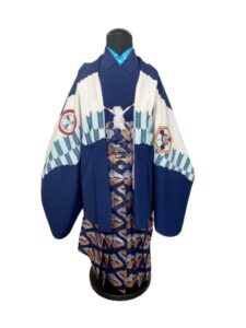 【七五三Boy男の子　3歳】紺×白×矢羽根　勇ましき兜