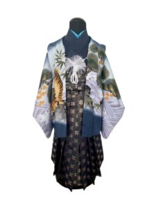 【七五三Boy男の子　3歳】紺ぼかしに吠える虎と鷹の競演