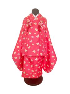 【七五三Girl女の子　3歳/5歳】 真朱色（まそおいろ）に蝶