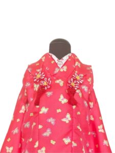 【七五三Girl女の子　3歳/5歳】 真朱色（まそおいろ）に蝶