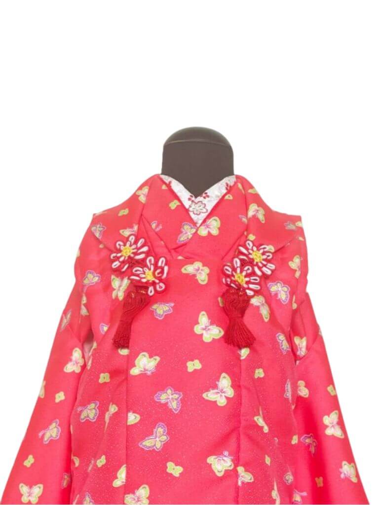 【七五三Girl女の子　3歳/5歳】 真朱色（まそおいろ）に蝶