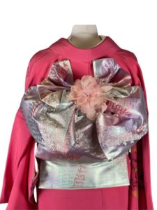 【訪問着　HOUMONGI】モダン着物　牡丹色（マゼンタピンク）　咲き誇る大輪の牡丹★正絹袷