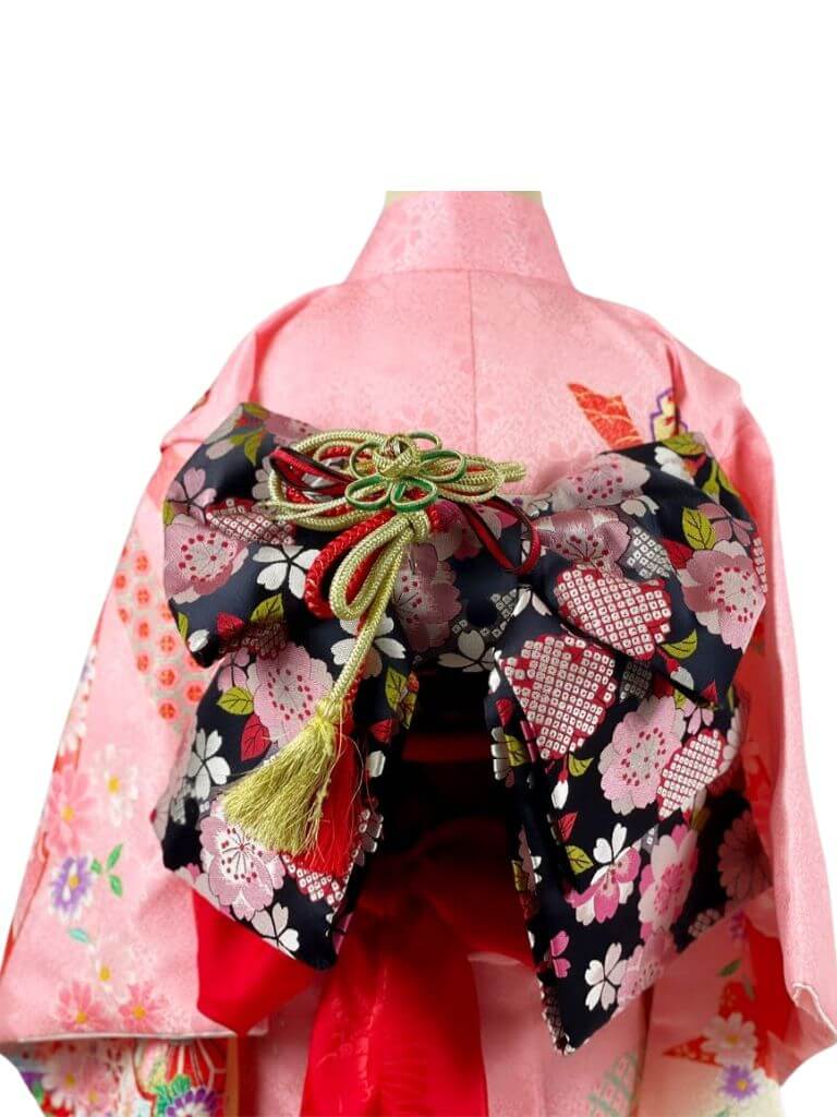 【七五三Girl女の子 7歳/5歳】 薄桃色 桜と束ね熨斗