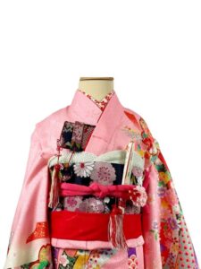 【七五三Girl女の子 7歳/5歳】 薄桃色 桜と束ね熨斗