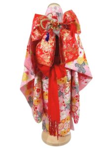 【七五三Girl女の子　7歳/5歳】 桃色に雪輪　百花繚乱
