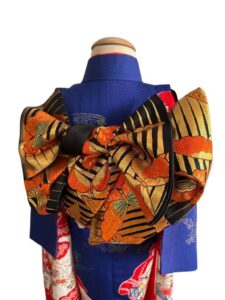 【七五三Girl女の子　7歳/5歳】 藍色　花と鼓