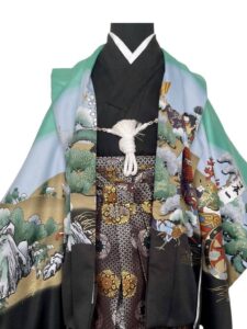 【七五三Boy男の子　5歳】ミントグリーンに日本一の桃太郎