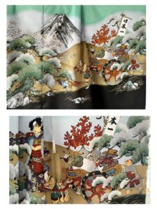 【七五三Boy男の子　5歳】ミントグリーンに日本一の桃太郎