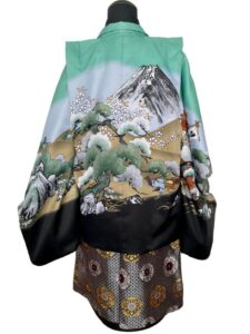 【七五三Boy男の子　5歳】ミントグリーンに日本一の桃太郎