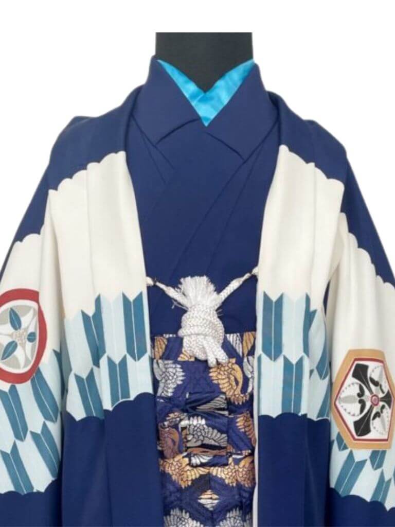 【七五三Boy男の子　3歳】紺×白×矢羽根　勇ましき兜