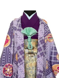 【七五三Boy男の子　3歳】 薄葡萄色（うすぶどういろ）ポップな吉祥尽くし