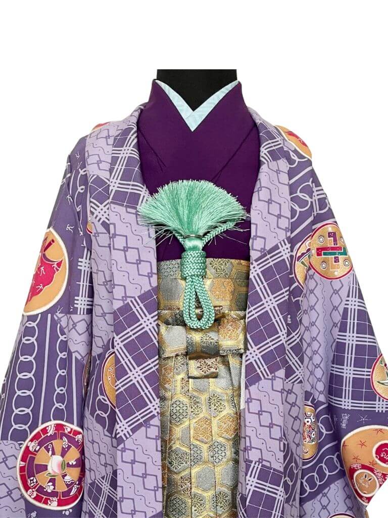 【七五三Boy男の子　3歳】 薄葡萄色（うすぶどういろ）ポップな吉祥尽くし