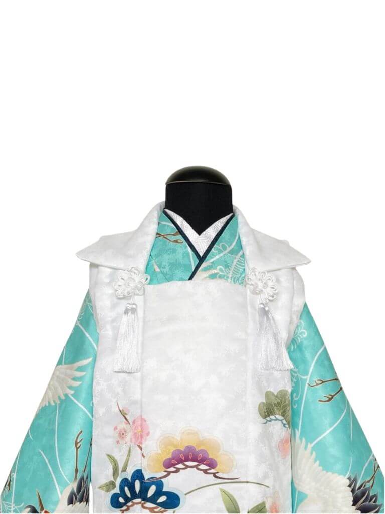 【七五三 3歳】 パステルブルーの蒼天に飛翔する鶴