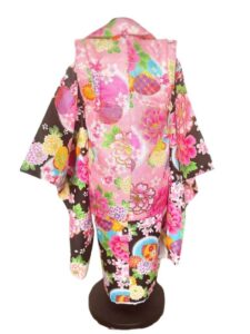 【七五三Girl女の子　3歳/5歳】 黒地に百花繚乱