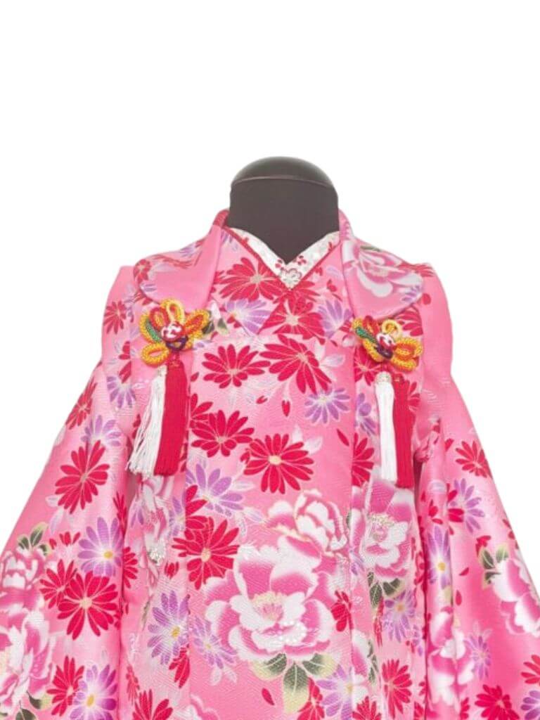 【七五三Girl女の子　3歳/5歳】 牡丹色に大輪の花爛漫