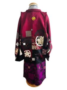 【七五三Boy男の子　5歳】葡萄色 （えびいろ）市松に吉祥柄