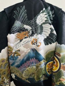 大きめサイズ【七五三Boy男の子　5歳】烏羽色（からすばいろ）無敵の鷹に富士