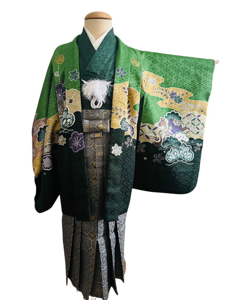 【七五三Boy男の子　5歳】若竹色 （わかたけいろ）鷹と小槌