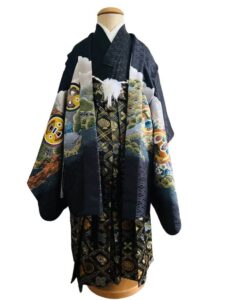 大きめサイズ【七五三Boy男の子　5歳】烏羽色（からすばいろ）無敵の鷹に富士