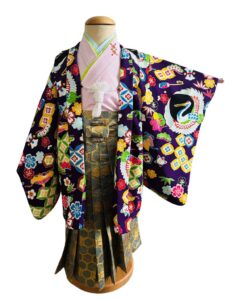 【七五三Boy男の子　3歳/5歳】紫紺色（しこんいろ）宝尽くし　慶びの鶴