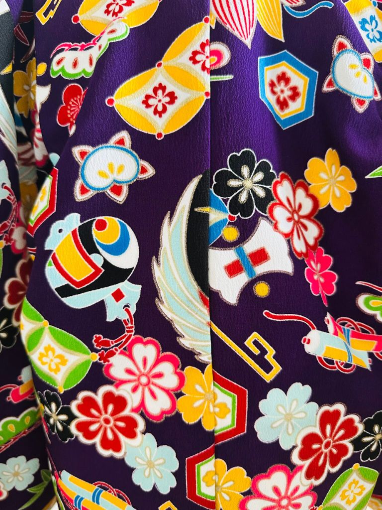 【七五三Boy男の子　3歳/5歳】紫紺色（しこんいろ）宝尽くし　慶びの鶴