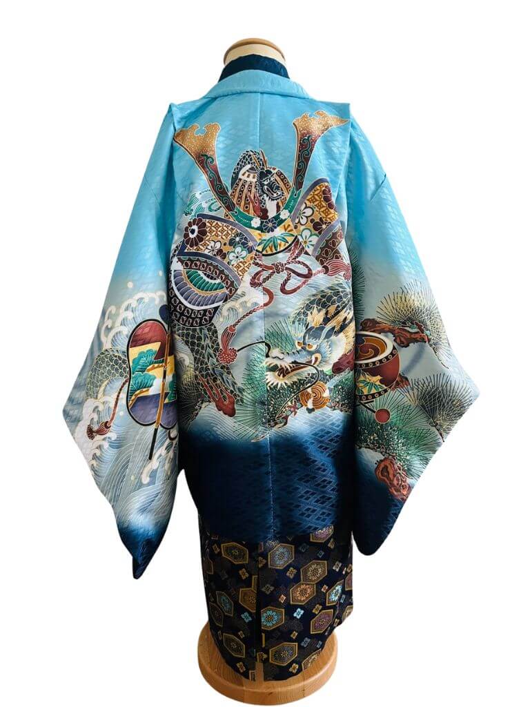 大きめサイズ【七五三Boy男の子　5歳】天色（あまいろ）空のぼる龍