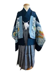 【七五三Boy男の子　5歳】紺青色 （こんじょういろ）雲海にあらわれる狛犬