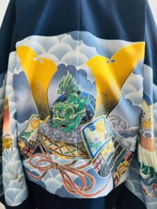 【七五三Boy男の子　5歳】紺青色 （こんじょういろ）雲海にあらわれる狛犬