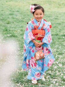 【七五三Girl女の子　7歳/5歳】　空色（そらいろ）春爛漫・桜の輪