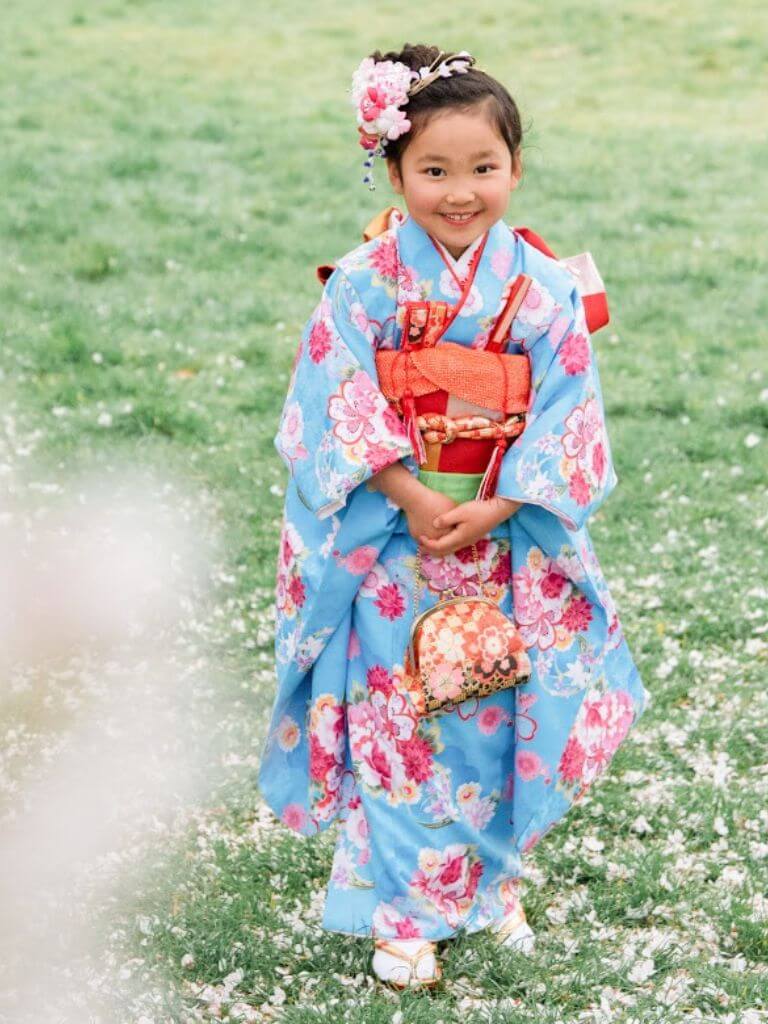 【七五三Girl女の子　7歳/5歳】　空色（そらいろ）春爛漫・桜の輪