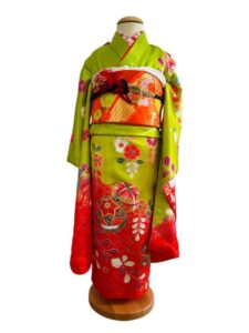 【七五三Girl女の子　7歳/5歳】　若草色（わかくさいろ）幻の華に鞠