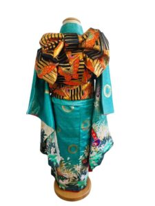 【七五三Girl女の子　7歳/5歳】　納戸色（なんどいろ）蝶の舞