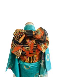 【七五三Girl女の子　7歳/5歳】　納戸色（なんどいろ）蝶の舞