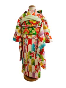 レトロきもの【七五三Girl女の子 7歳/5歳】 彩豊か 矢羽根に梅の花