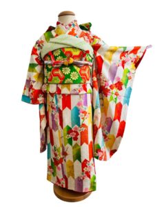 レトロきもの【七五三Girl女の子 7歳/5歳】 彩豊か 矢羽根に梅の花
