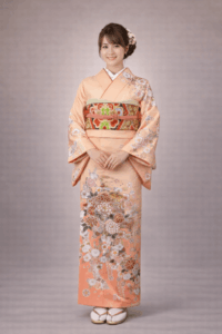 【訪問着　HOUMONGI】薄香色（うすこう）　華盛り★ポリエステル袷