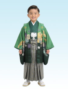 【七五三Boy男の子　5歳】若竹色 （わかたけいろ）鷹と小槌