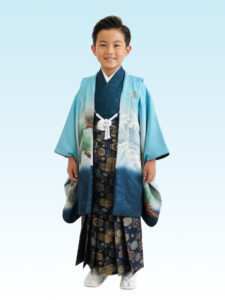 大きめサイズ【七五三Boy男の子　5歳】天色（あまいろ）空のぼる龍