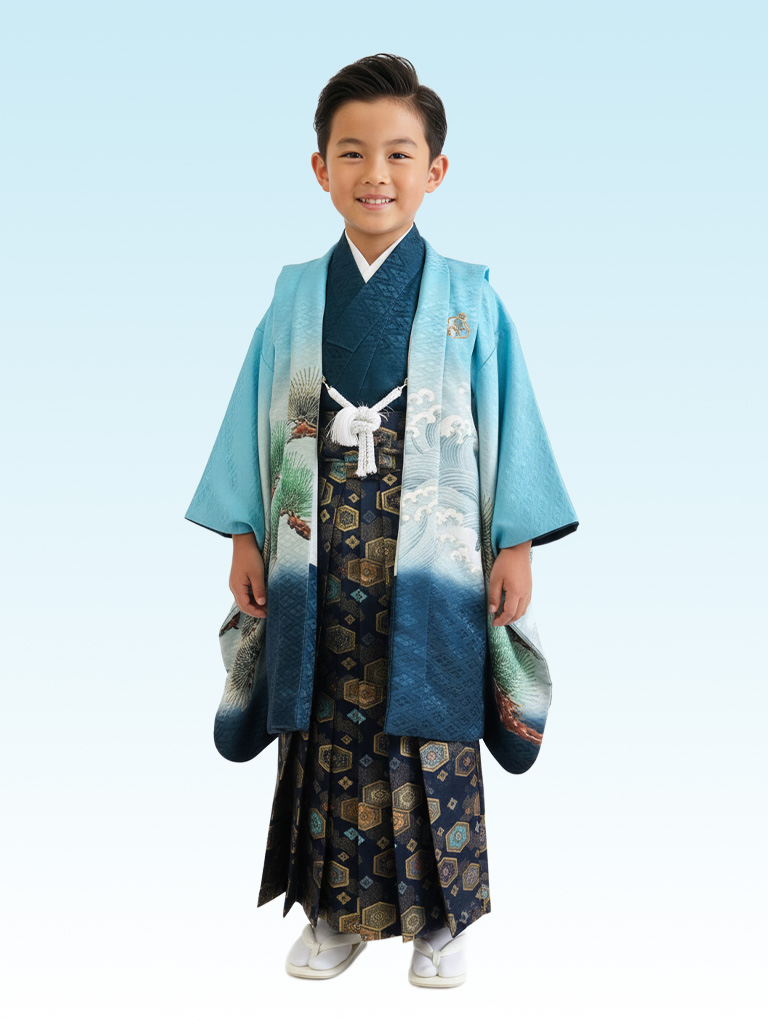 大きめサイズ【七五三Boy男の子　5歳】天色（あまいろ）空のぼる龍