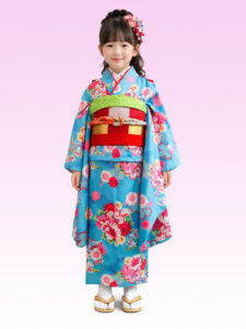 【七五三Girl女の子　7歳/5歳】　空色（そらいろ）春爛漫・桜の輪