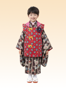 【七五三 3歳/5歳】 煤竹色（すすたけいろ）に竹縞 大正浪漫の装い