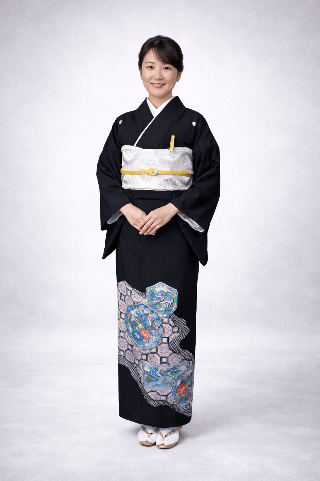 【黒留袖　Kuro Tomesode】 宝玉水晶★袷